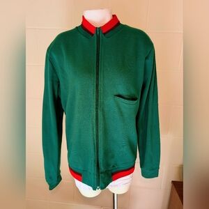 Vintage Mens Green and Red Track Jacket Size Medium